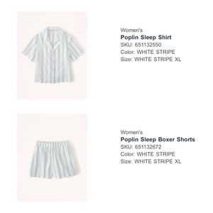 NWT // Abercrombie Poplin Pajama Set in Mint Green Stripe